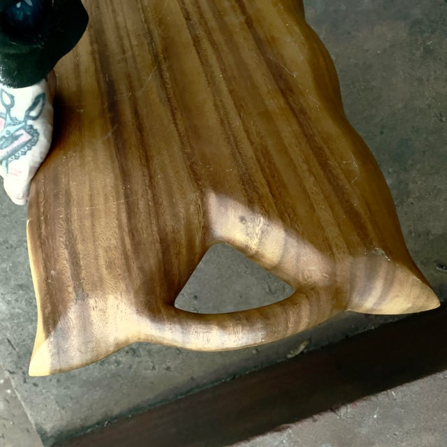 Vintage MCM large acacia wood serving tray with 5 divided sections for snacks , charcuterie , crudite or beverages or...