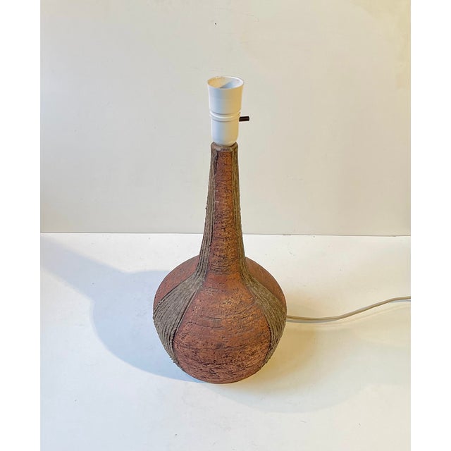 Forest Green Large Danish Stoneware Table Lamp with Green Shade from Sejer, 1970s For Sale - Image 8 of 14