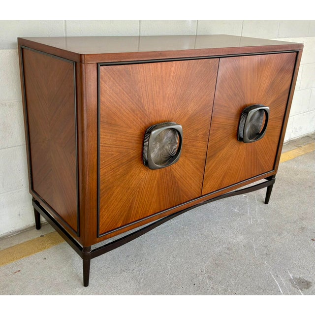 Original retail $7596, stylish Jonathan Charles French Modern Inspired Toulouse Accent Cabinet, walnut finished wood,...