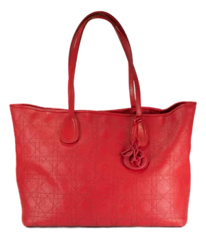 Christian Dior Panarea Medium Red Cannage Quilted Nylon Tote Handbag