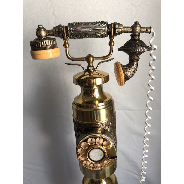 Vintage Italian Hotel Lobby Floor Standing Brass Column Telephone