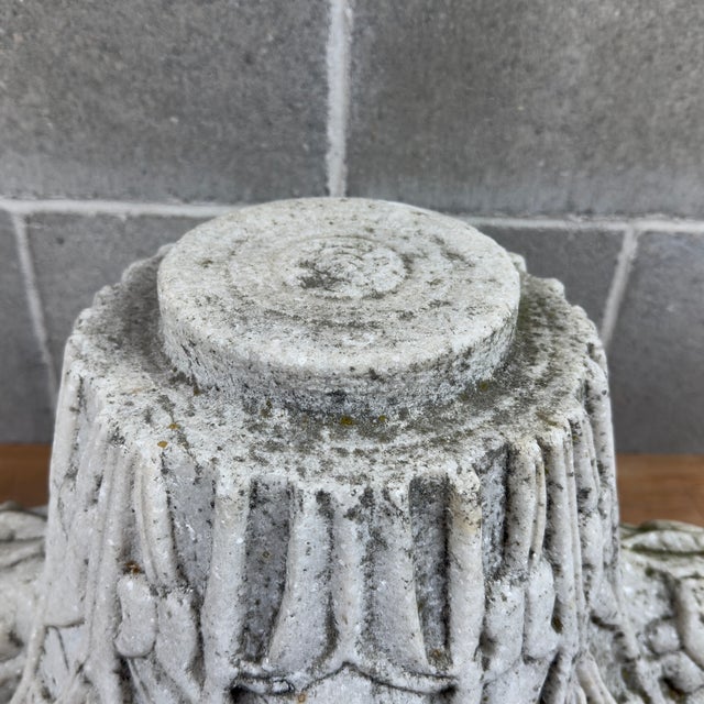 Hand-Carved White Marble Capital in Relief, 20th Century For Sale - Image 6 of 12