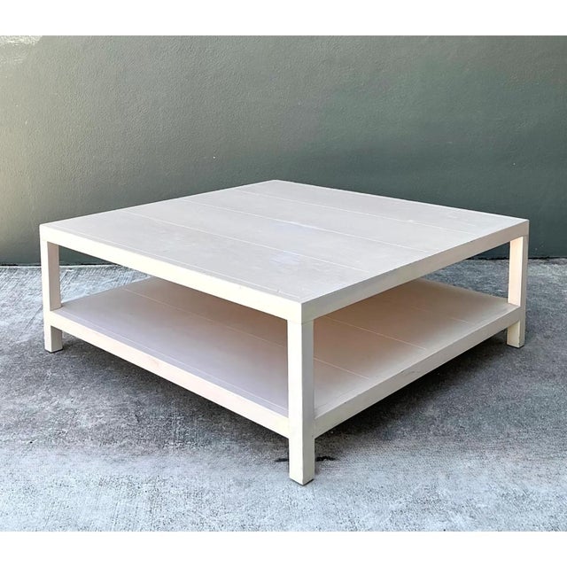 Vintage White Wood Square Coffee Table For Sale - Image 11 of 12