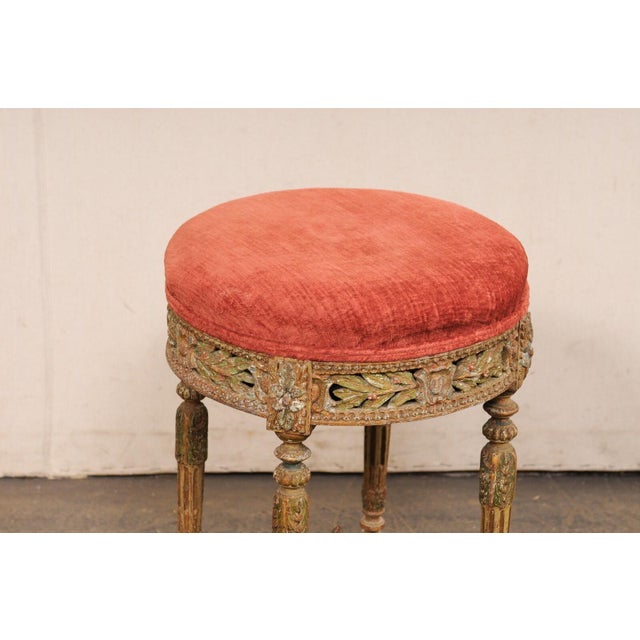 French 19th Century Carved French Neoclassic Stool For Sale - Image 3 of 12