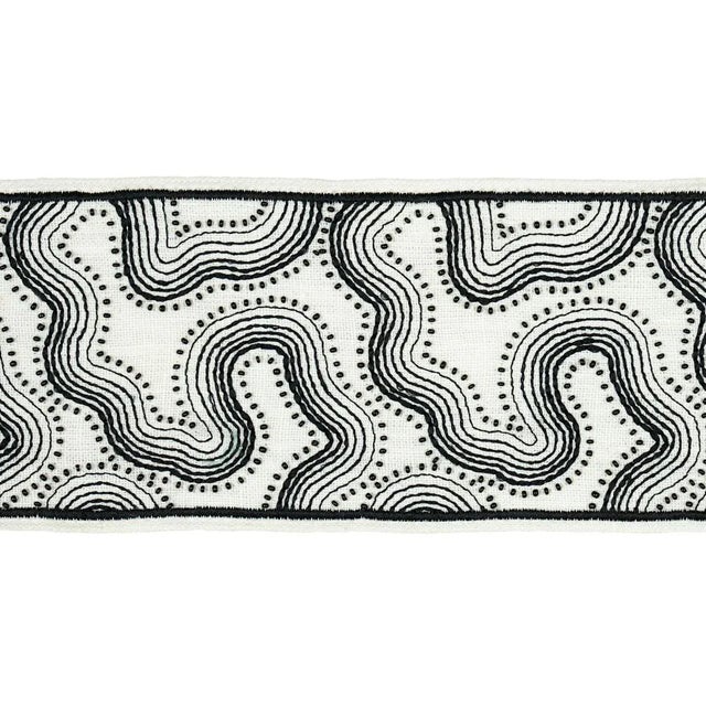 Sample - Schumacher Topos Beaded Tape in Black & White For Sale