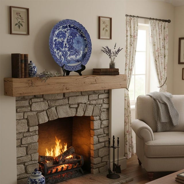 Japanese Antique Japanese Arita Blue White Charger Plate Foo Dog Lion Peony-19''-Asian For Sale - Image 3 of 11