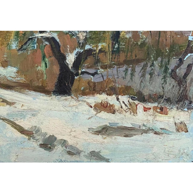 Rural Landscape Antique Painting Original Soviet Art Ukrainian Artist Sokolovsky G. 34-48 1980s For Sale - Image 6 of 6