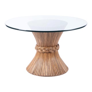 McGuire Sheaf of Wheat Glass Top Dining Table For Sale