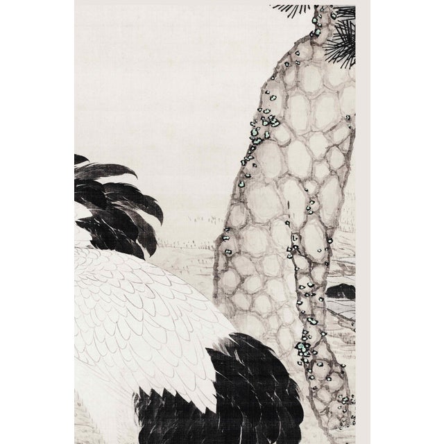 Japanese Japanese Cranes and Pine Tree, Vintage Japanese Art Print, 40" X 60" For Sale - Image 3 of 8
