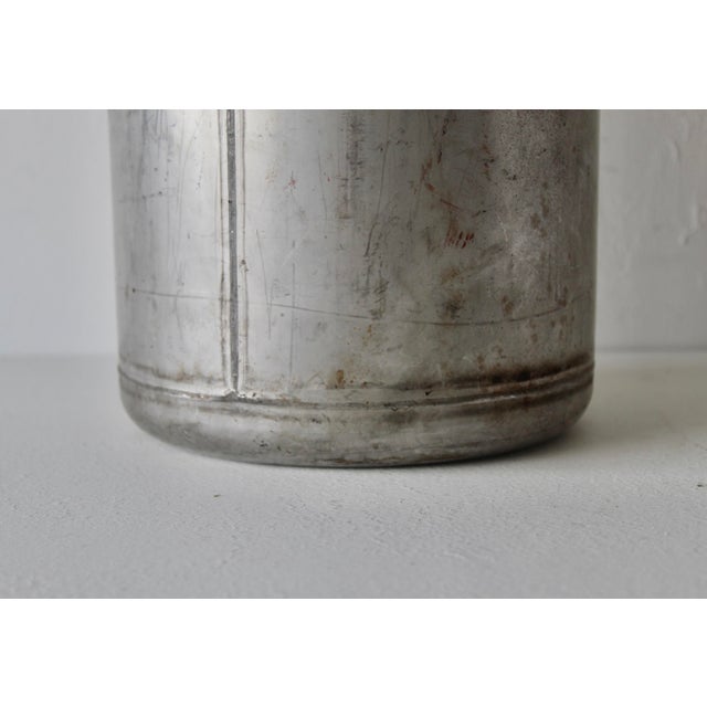 Paul Mayen Style Vintage Industrial Chic Modern Cylindrical Umbrella Stand With Patina Mid Century For Sale - Image 10 of 17