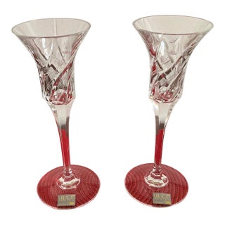 1980s Mikasa “English Garden” Crystal Candle Holders For Sale