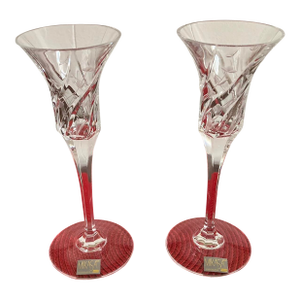 1980s Mikasa “English Garden” Crystal Candle Holders