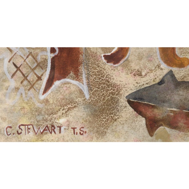 Paper Late 20th Century "Pictographs and Symbols" Acrylic Painting by Charles Stewart, Framed For Sale - Image 7 of 8