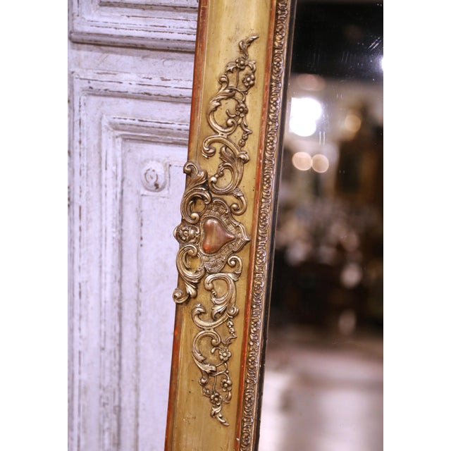 Wood 19th Century French Rococo Giltwood Mantel Mirror With Heart Motifs For Sale - Image 7 of 10