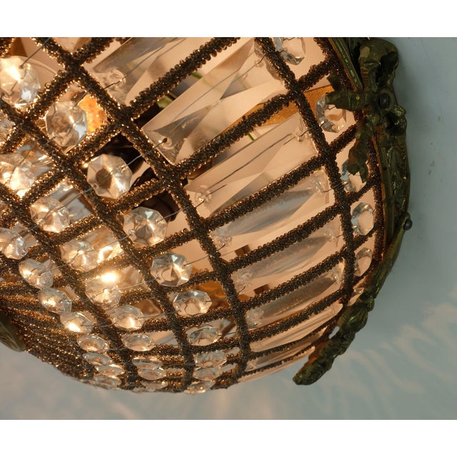 Large Ceiling Lamp in Glass and Crystals, 1960s For Sale - Image 4 of 11