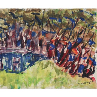 Richard Van Wingerden Expressionist Bay Area Landscape in Watercolor, Mid Century Circa 1950 For Sale