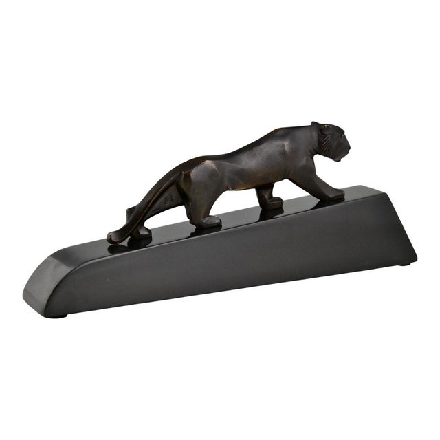 Black Art Deco Panther Sculpture, 1925, Bronze on Marble Base For Sale - Image 8 of 12