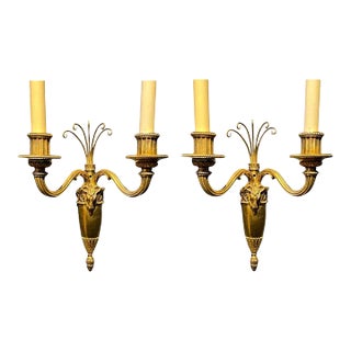 1930's French Ram Head Sconces - a Pair For Sale