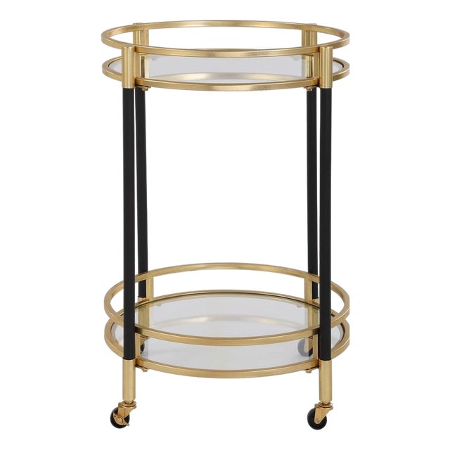 Glam Round Bar Cart For Sale