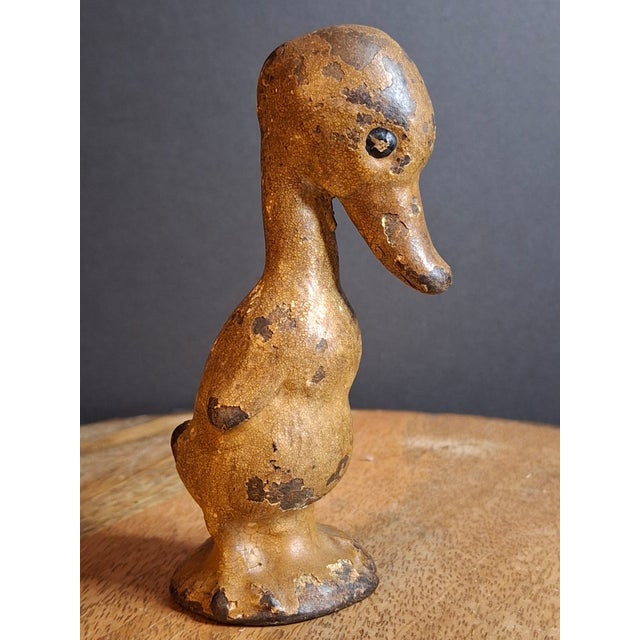 Antique Cast Iron Standing Duck Paperweight Attributed to Hubley C. 1920s Original Paint For Sale - Image 4 of 14