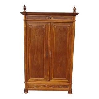 Antique Louis Philippe Walnut Wardrobe, 1890s For Sale