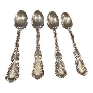 Late 19th Century Whiting Sterling Silver "Louis Xv" Teaspoons. Set of 4. Monogramed "M" For Sale