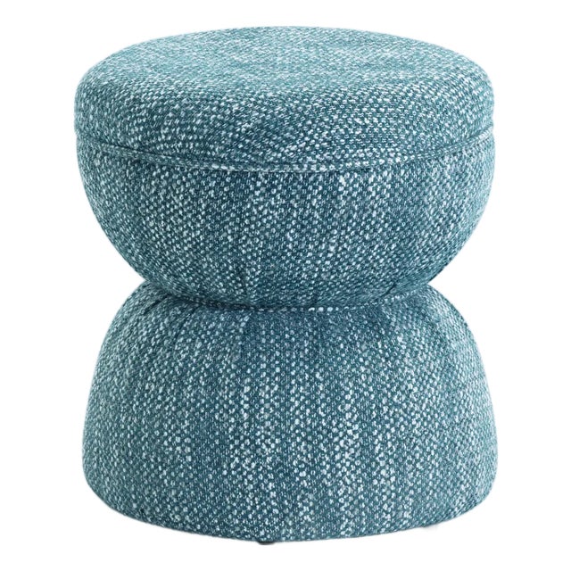 Wood Tomlin Teal Gaming Ruched Ottoman For Sale - Image 7 of 7