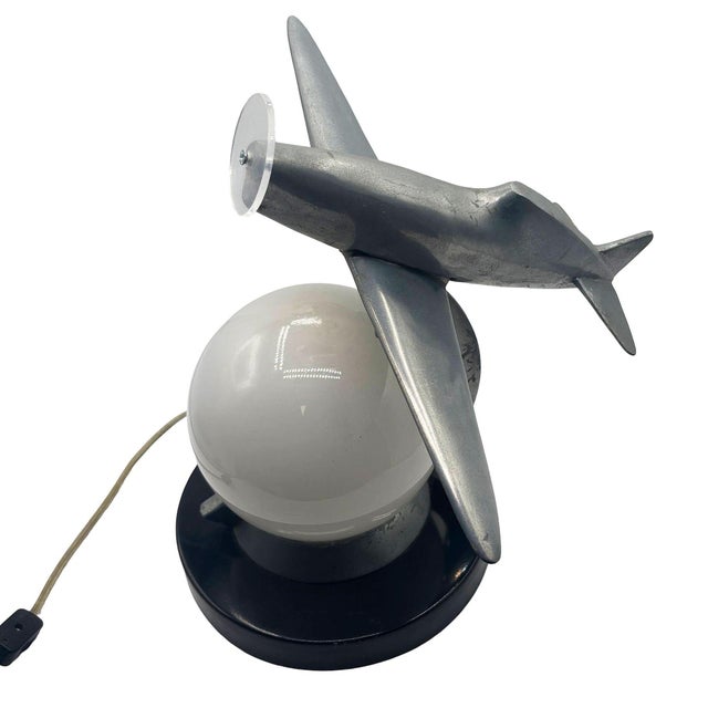 1980s Art Deco Machined Age Aluminum Fighter Airplane Table Lamp by Sarsaparilla For Sale - Image 11 of 15