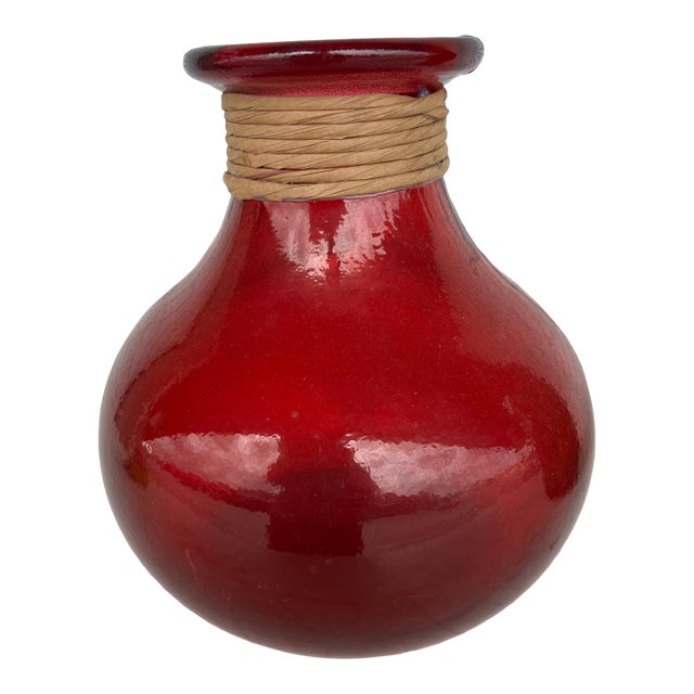 Vintage Red Balloon Glass Jug ,Vase For Sale