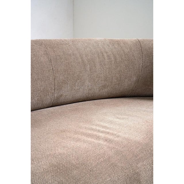 Curved Crescent Sofa in Textured Taupe Fabric For Sale - Image 10 of 11