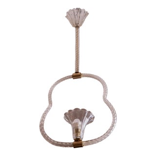 Vintage Murano Pendant Light, "Blucante Glass", 1950 For Sale