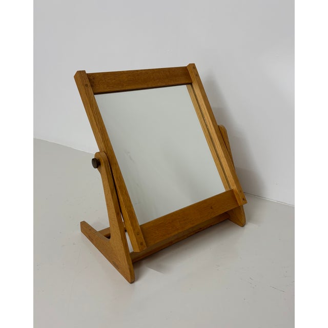 Gold Adjustable Table Mirror in Oak by Per Argen for Nybrofabriken, Fröseke, Sweden, 1950s For Sale - Image 8 of 10
