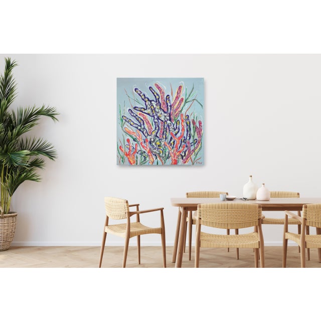 Figurative 2026, Naturalistic Style Painting on Canvas of Modern Marina, Caribbean Corals by Romina Milano For Sale - Image 3 of 9