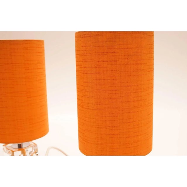 Metal Space Age Table Lamps with Orange Shades, 1970s, Set of 2 For Sale - Image 7 of 8