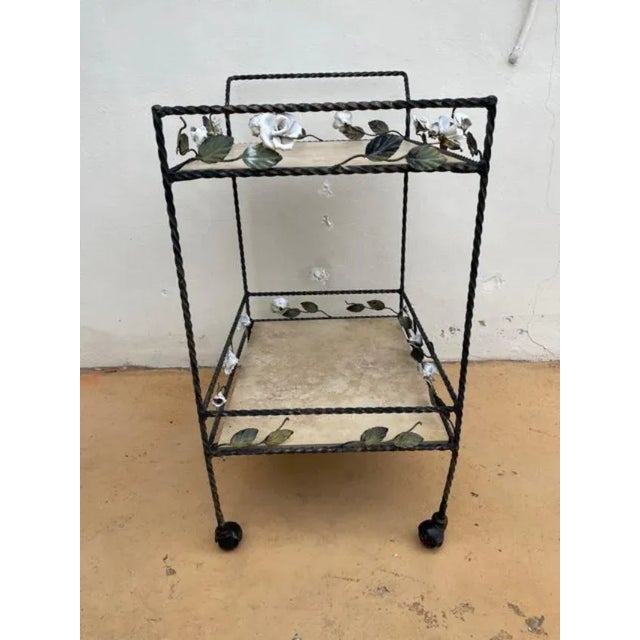 Wrought Iron Bar Cart, Vintage For Sale - Image 4 of 13