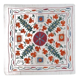 20"x20" Silk Hand Embroidery Cushion Cover. Handmade Pillow. Modern Lace Pillow For Sale