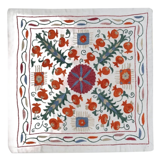 20"x20" Silk Hand Embroidery Cushion Cover. Handmade Pillow. Modern Lace Pillow For Sale