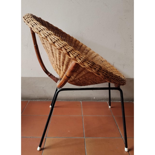 Mid-Century Modern Rattan Armchairs and Coffee Table, Italy, 1950s, Set of 3 For Sale - Image 3 of 8