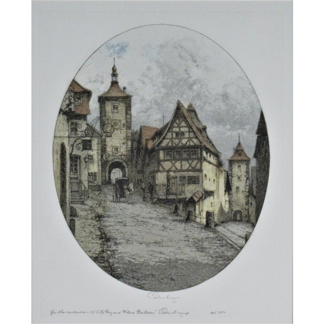 This artwork titled "Rothenburg, Ploentein" 1984 is an color etching by noted Austrian artist Josef Eidenberger, 1899-1991...