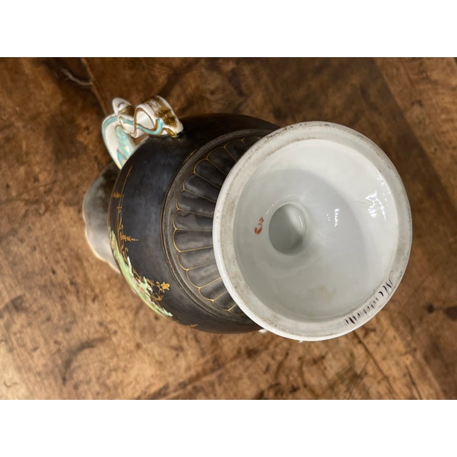 Pair of Antique Black Gilded Basalt Neoclassical Vases For Sale - Image 10 of 12