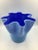 Glass Vintage Hand Blown Cased Blue Art Glass Signed Handkerchief Top Vase For Sale - Image 7 of 7