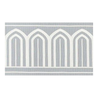 Sample - Schumacher X Miles Redd Arches Embroidered Tape Wide in Sky For Sale