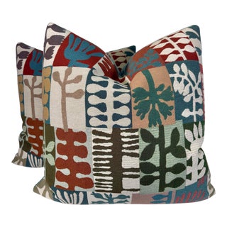 Pierre Frey "Les Feuillages" in Fantaisie 22" Pillows-a Pair For Sale