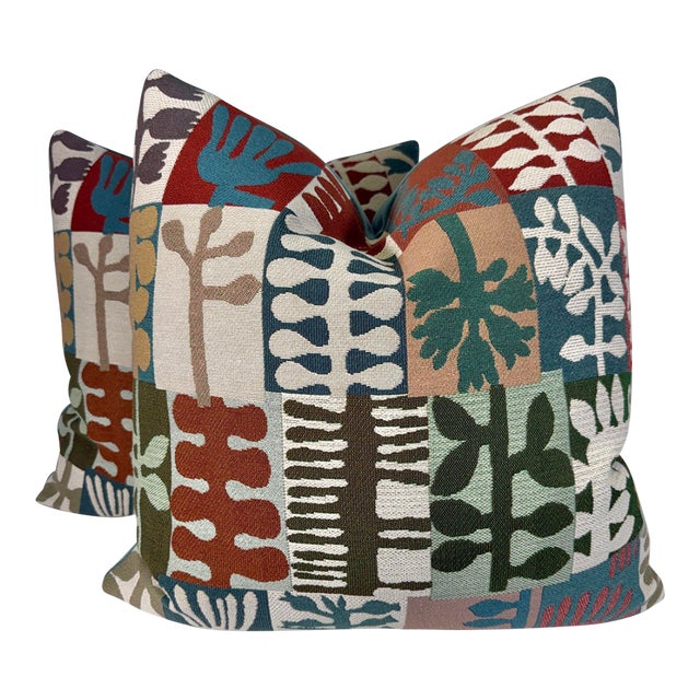 Pierre Frey "Les Feuillages" in Fantaisie 22" Pillows-a Pair For Sale