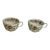 Vintage Minton Haddon Hall Flat Cups Fine Bone China Green Trim - a Pair For Sale