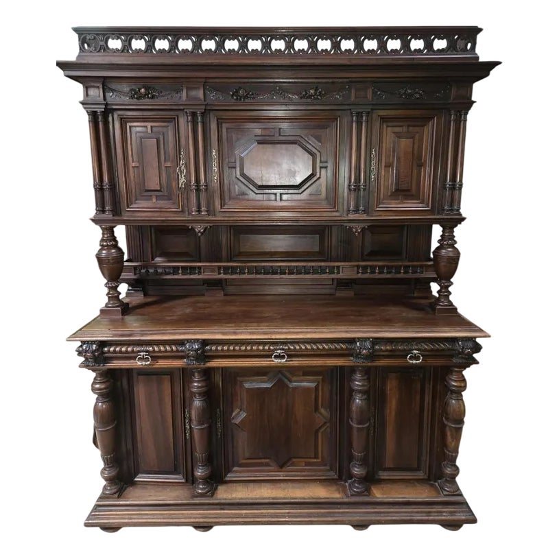 Renaissance Style Cupboard in Walnut | Chairish
