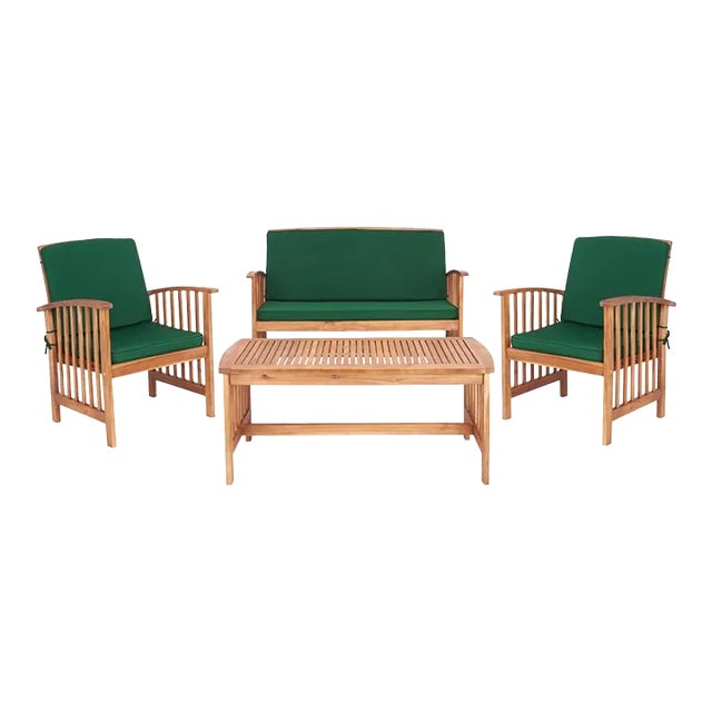 Rocklin 4 Piece Outdoor Set - Natural/Green For Sale