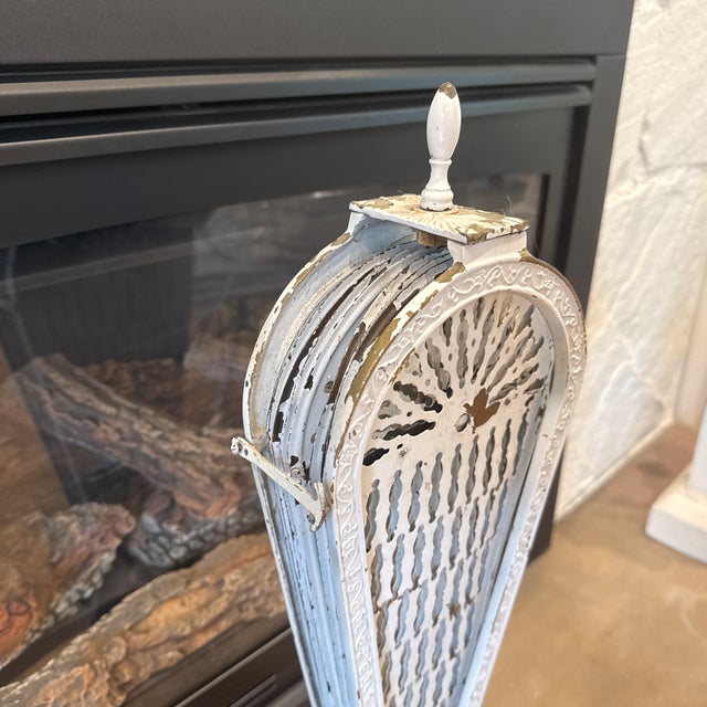 Brass Mid 20th Century Victorian Revival Folding Fan Brass Painted Winged Griffin Fireplace Screen For Sale - Image 8 of 8