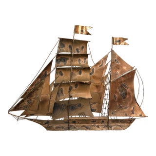 Brutalist Metal Presentation of Clipper Ship of 1800’s For Sale