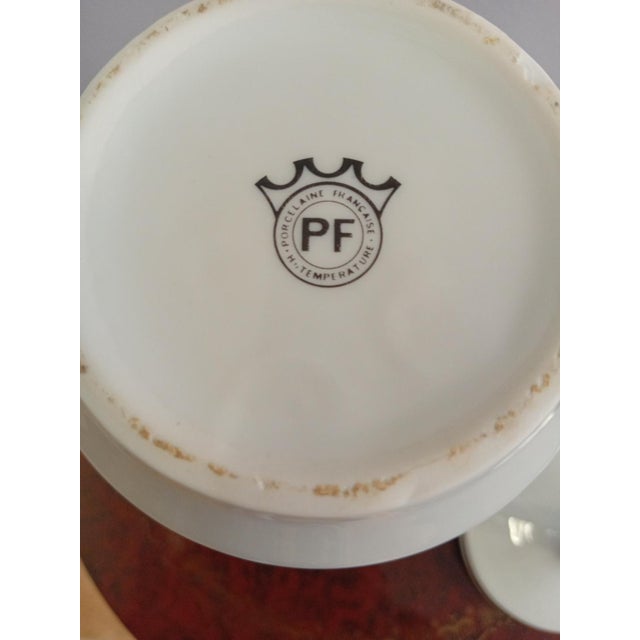 French Porcelain Coffee Pot with Hunting Scene Decoration and Gilding from PF, France, 1950s For Sale - Image 3 of 4